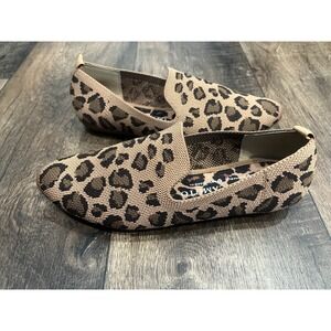 Vince Camuto Leopard / Cheetah Print Knit Loafers Slip On Shoes Women Size 7